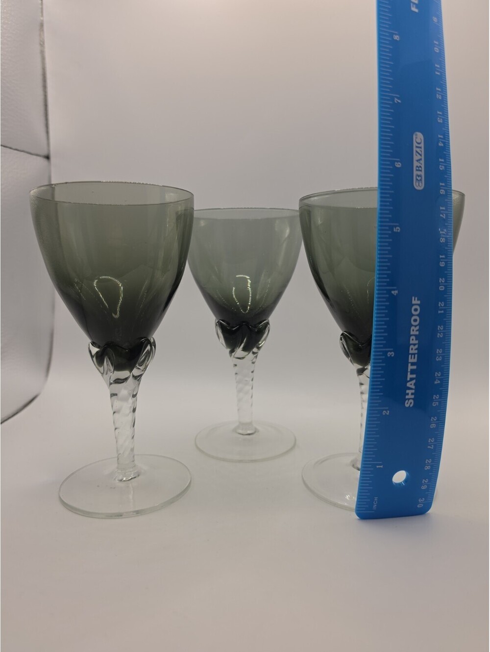 Mid Century Sasaki Coronation Champagne Coupes Gray Smoke Art Cocktail Glass (3)